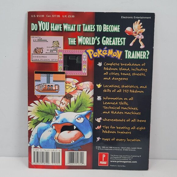 Pokémon Prima's Official Strategy Guide Red & Blue Versions -AVG COND - Picture 5 of 5